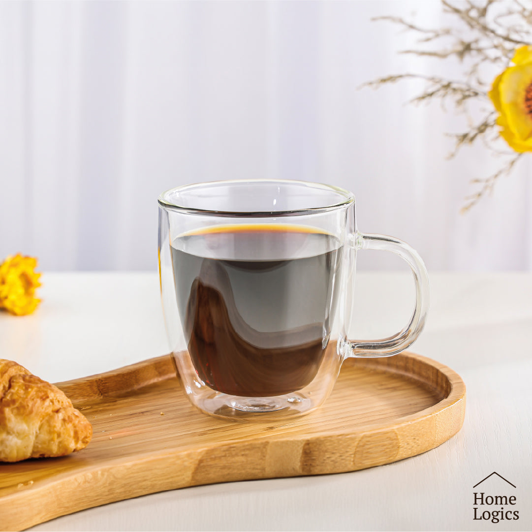 Set 4 Tazas Double Wall Glass 230 ml Home Logics 1 un