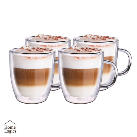 Set 4 Tazas Double Wall Glass 230 ml Home Logics 1 un