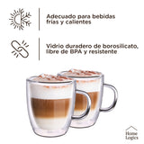 Set 4 Tazas Double Wall Glass 230 ml Home Logics 1 un