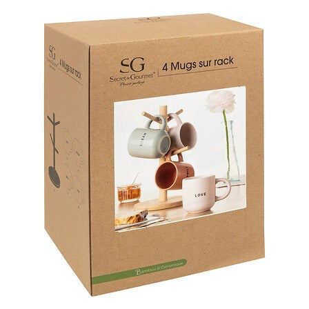 Set 4 Tazones Frases con Rack 240 ml SG