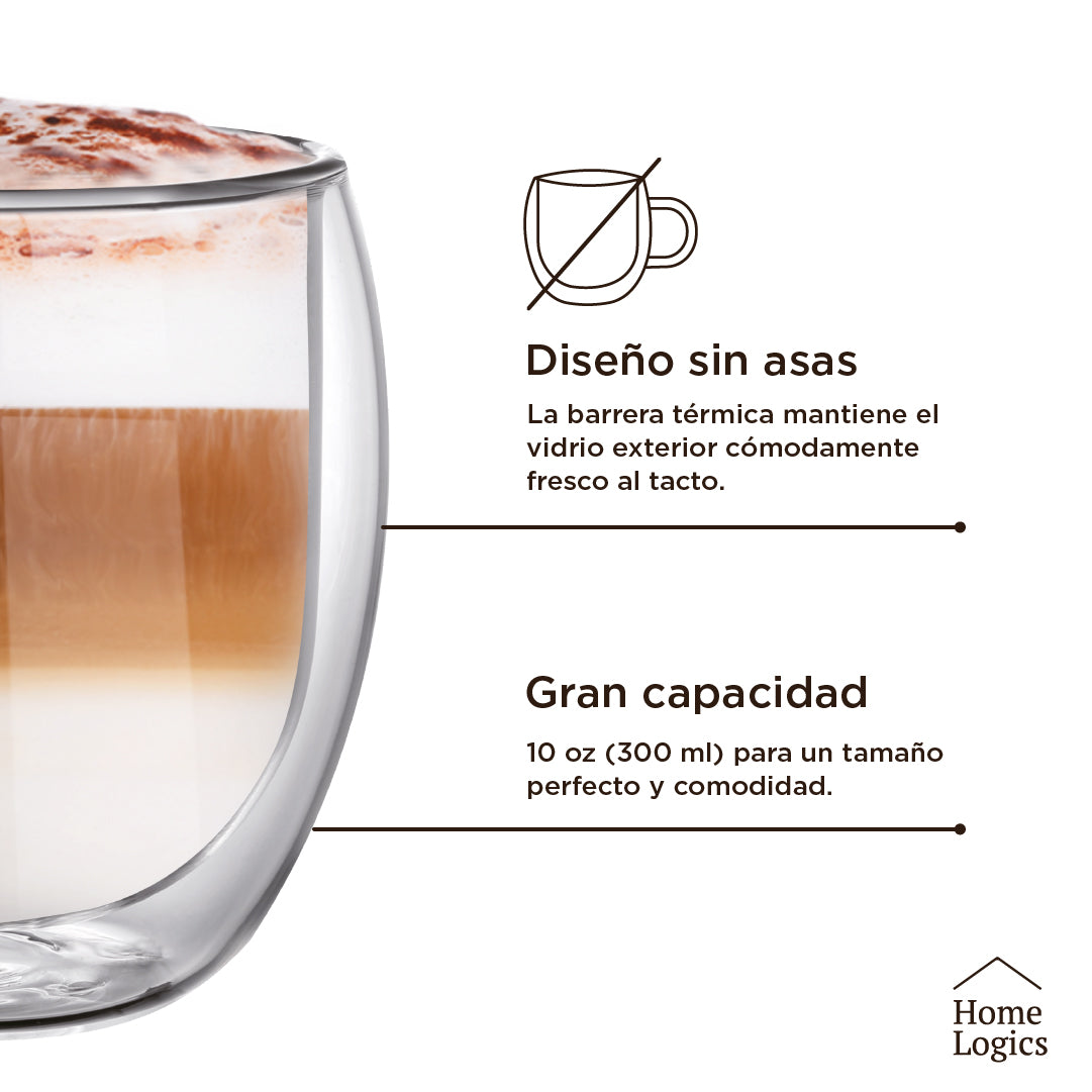 Set 4 Vasos Double Wall Glass 300 ml Home Logics 1 un