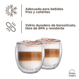 Set 4 Vasos Double Wall Glass 300 ml Home Logics 1 un