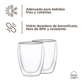 Set 2 Vasos Double Wall Glass 350 ml Home Logics 1 un