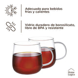 Set 4 Tazas Single Wall Glass 400 ml Home Logics 1 un