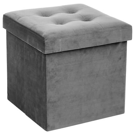 Ottoman Lysandre Plegable Terciopelo Gray Atmosphera 1 un