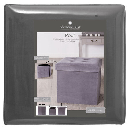 Ottoman Lysandre Plegable Terciopelo Gray Atmosphera 1 un
