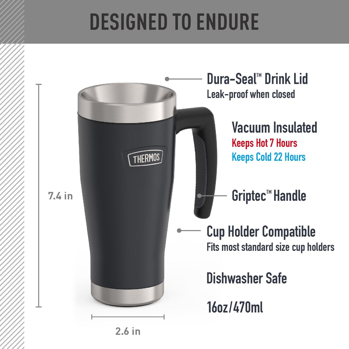 Mug Icon Acero Inoxidable Graphite 473 ml Thermos 1 un