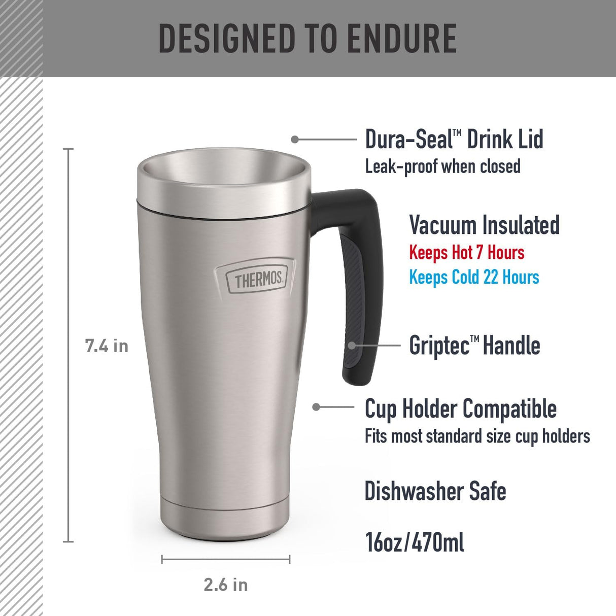 Mug Icon Acero Inoxidable Silver 473 ml Thermos 1 un