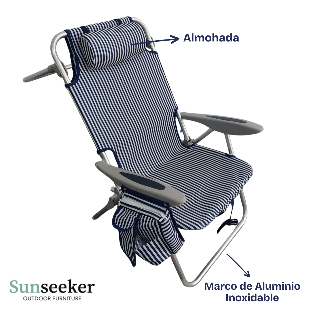 Silla de Playa Alta Navy Blue Sunseeker 1 un