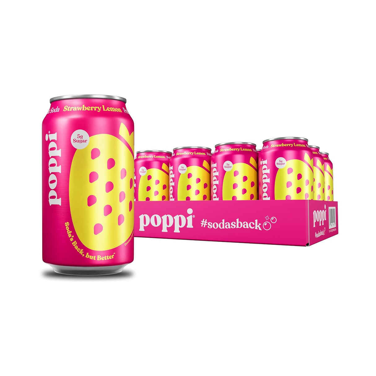 Bebida Prebiotic Strawberry Lemon Lata Poppi 12 x 355 ml