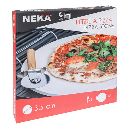 Piedra Pizza Parrilla con Cortador 33 cm White Neka 1 un