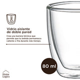 Set 4 Vasos Espresso Double Wall Glass 80 ml Home Logics 1 un