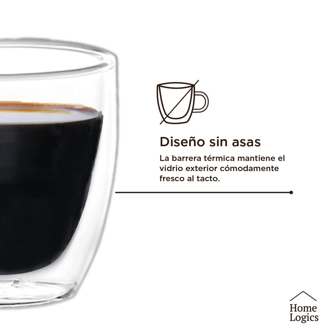 Set 4 Vasos Espresso Double Wall Glass 80 ml Home Logics 1 un