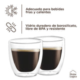 Set 4 Vasos Espresso Double Wall Glass 80 ml Home Logics 1 un