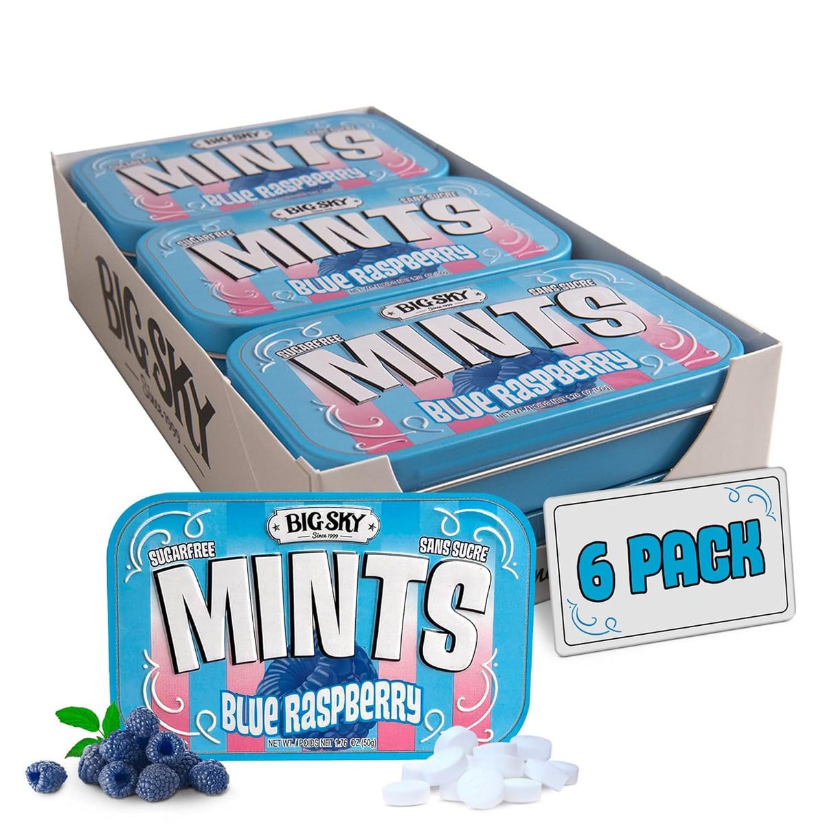 Mentas Blue Raspberry Big Sky 6 x 30 g