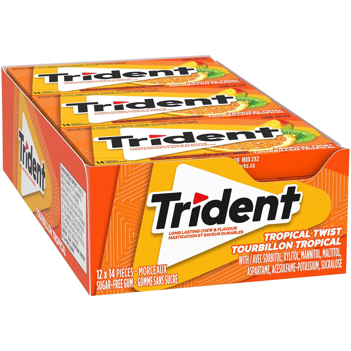 Chicles sin Azúcar Tropical Trident 12 x 14 un