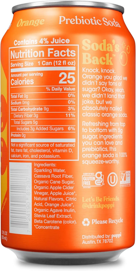 Bebida Prebiotic Orange Lata Poppi 355 ml