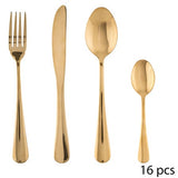 Set 16 Cubiertos Acero Inoxidable Gold SG 1 un