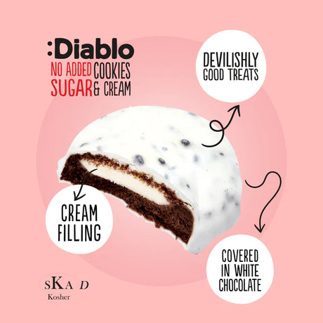 Galletas Chocolate Blanco Centro Crema sin Azúcar :Diablo 128 g