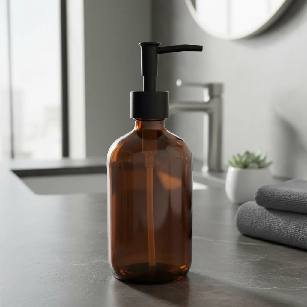 Dispensador Jabón Vidrio Ambar 450 ml Home Logics 1 un