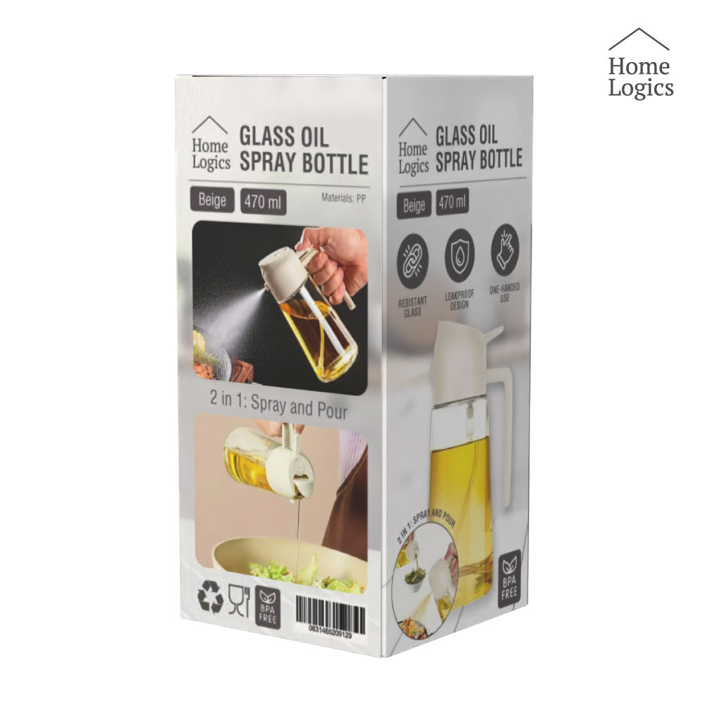 Dispensador de Aceite 2 en 1 de Vidrio 470 ml Beige Home Logics 1 un