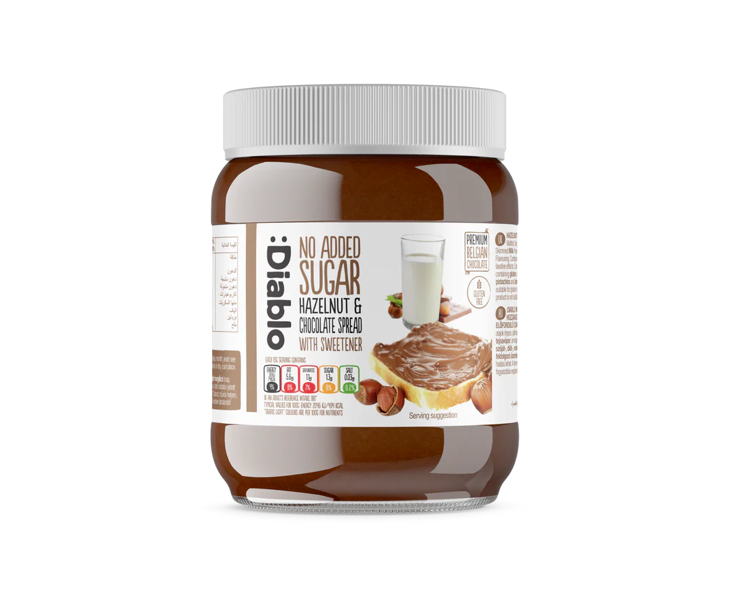 Crema Avellanas con Chocolate sin Azúcar :Diablo 350 g
