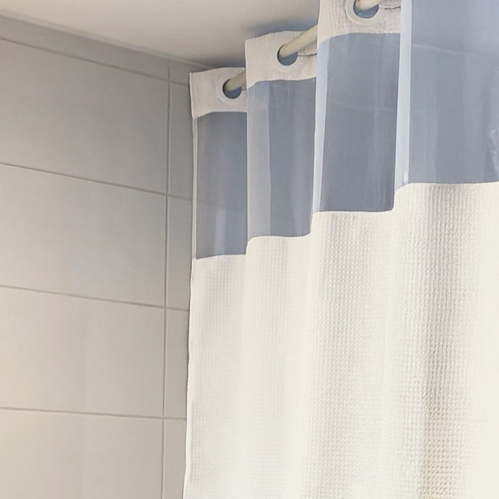 Cortina Baño Waffle Sistema 3 en 1 sin Ganchos 180 x 183 cm White Home Logics  1 un