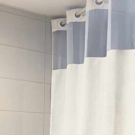 Cortina Baño Waffle Sistema 3 en 1 sin Ganchos 180 x 183 cm White Home Logics  1 un