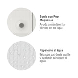Cortina Baño Waffle Sistema 3 en 1 sin Ganchos 180 x 183 cm White Home Logics  1 un