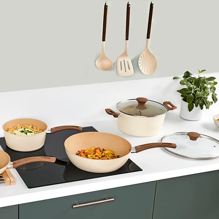 Wok Aluminio Forjado Harmony Cream 28 cm 5five 1 un