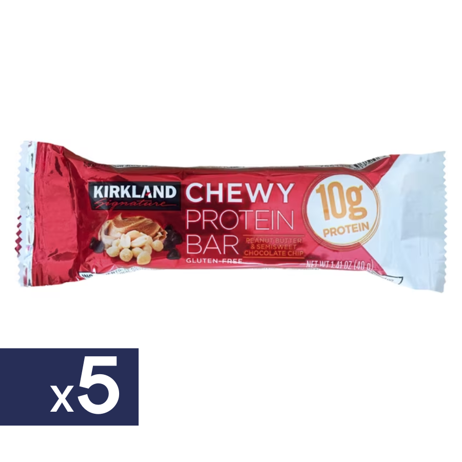 Barrita de Proteína con Mantequilla de Maní y Chips de Chocolate Chewy Kirkland 5 x 40 g