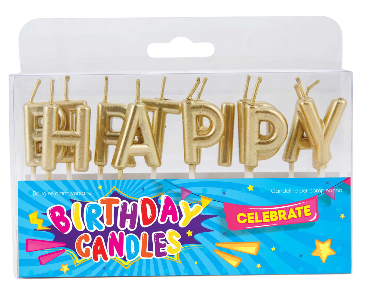 Velas Feliz Cumpleaños Color Dorado 1 un