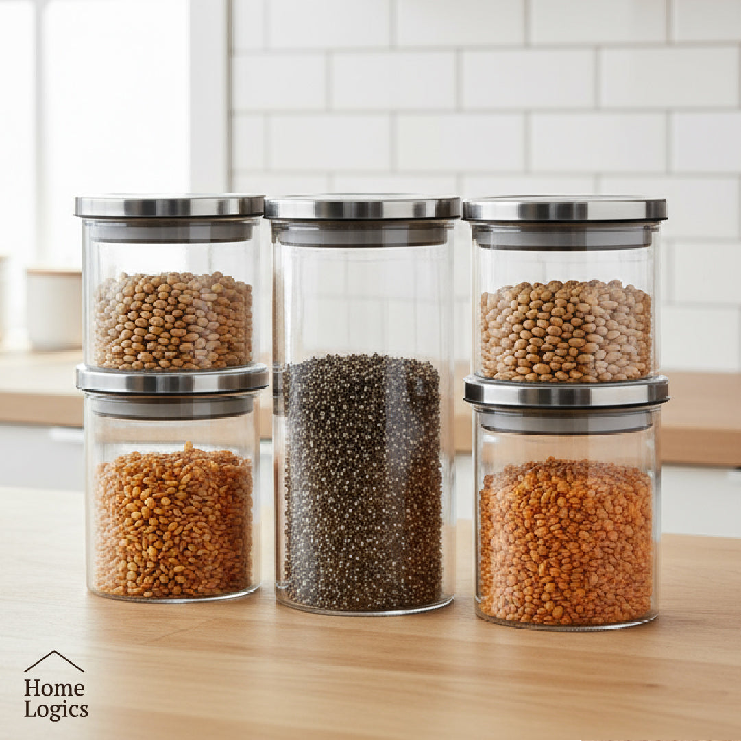 Set 5 Contenedores Herméticos Almacenamiento Home Logics 1 un