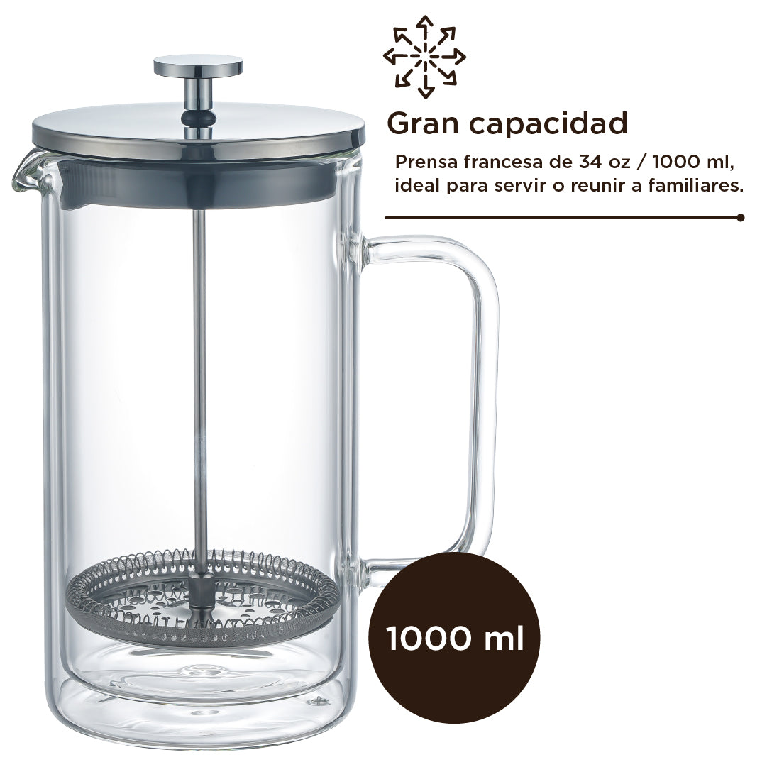 Cafetera Prensa Francesa Double Wall Glass 1 L Home Logics 1 un