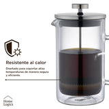 Cafetera Prensa Francesa Double Wall Glass 600 ml Home Logics 1 un