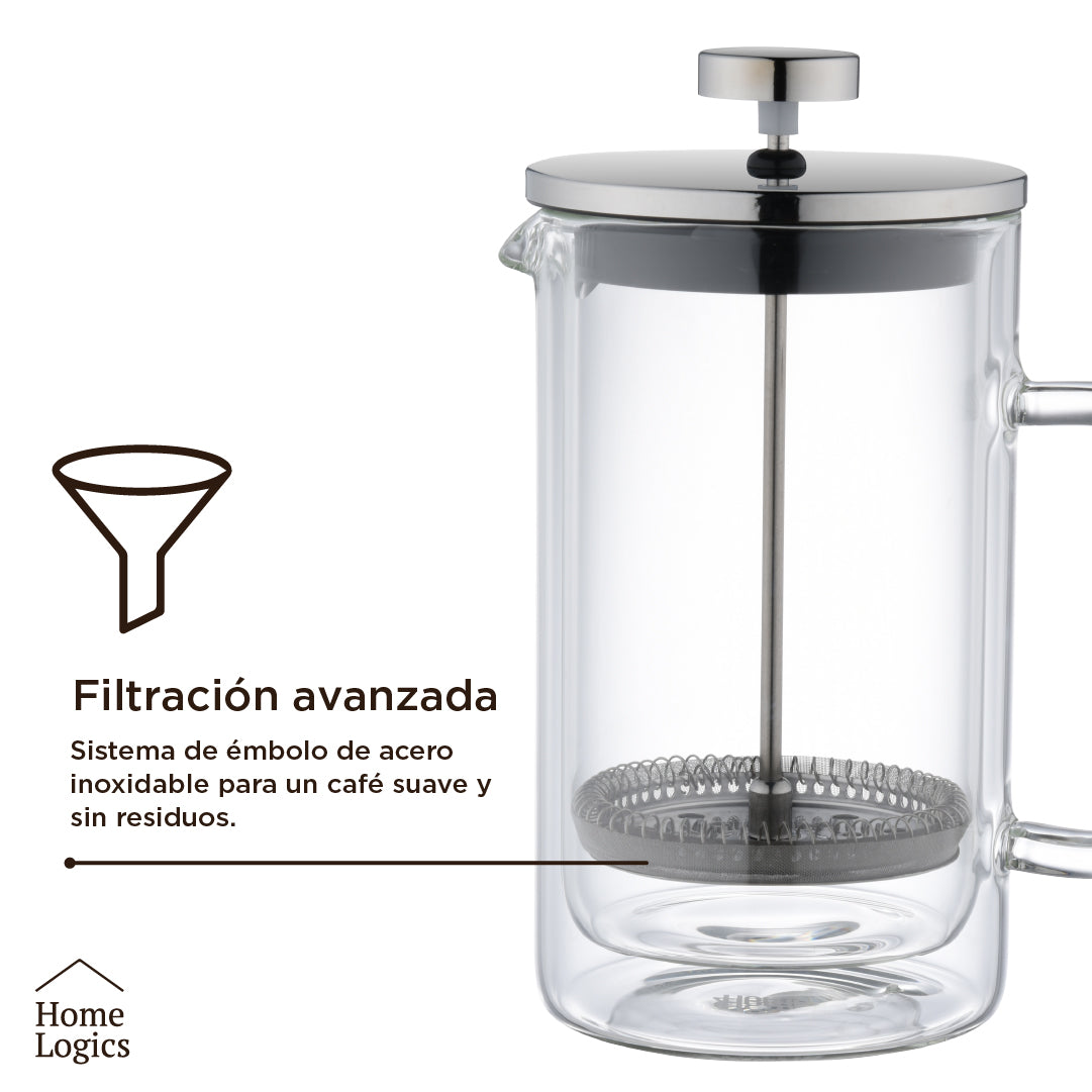Cafetera Prensa Francesa Double Wall Glass 600 ml Home Logics 1 un