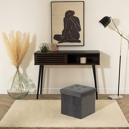 Ottoman Lysandre Plegable Terciopelo Gray Atmosphera 1 un