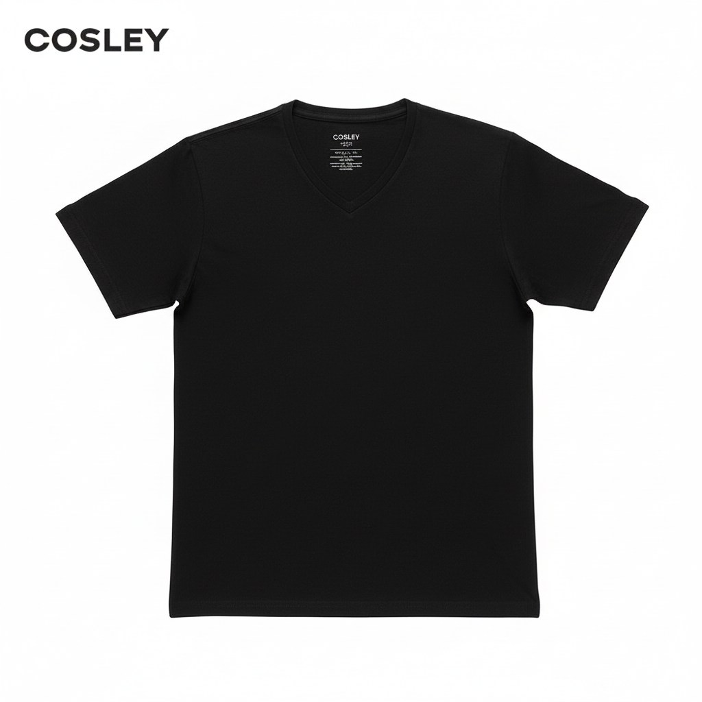 Poleras 100% Algodón Negras Cuello V Pack 3 Cosley 1 un
