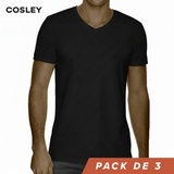 Poleras 100% Algodón Negras Cuello V Pack 3 Cosley 1 un