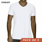 Poleras 100% Algodón Blancas Cuello V Pack 3 Cosley