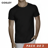 Poleras 100% Algodón Negras Cuello Redondo Pack 3 Cosley 1 un