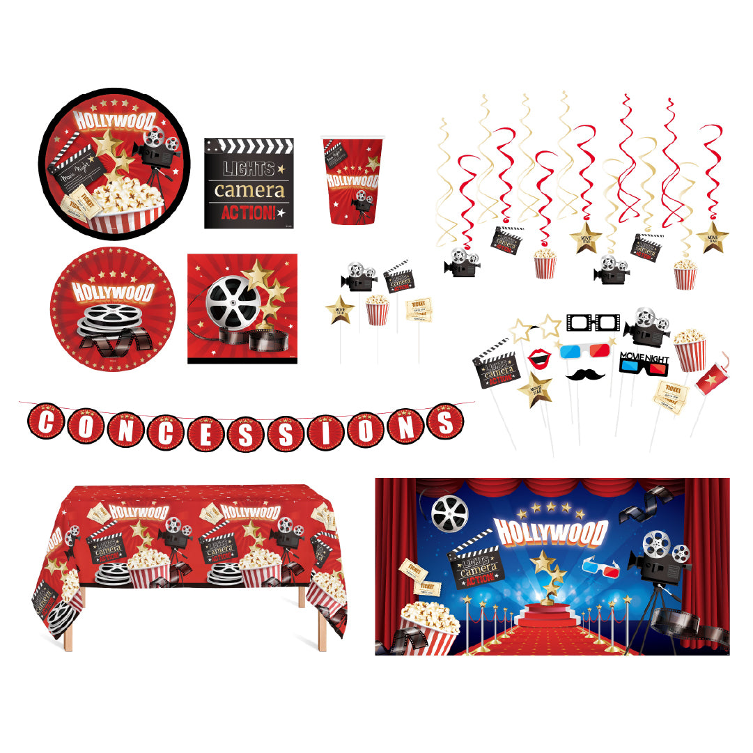 Set Decoración Fiesta Movie Theme 30 Personas 1 un