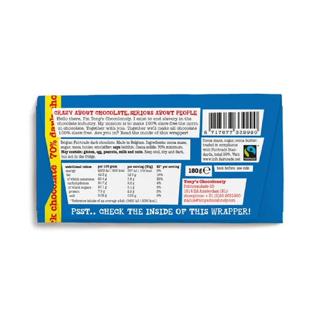 Chocolate Negro 70 Tony's Chocolonely 180 g