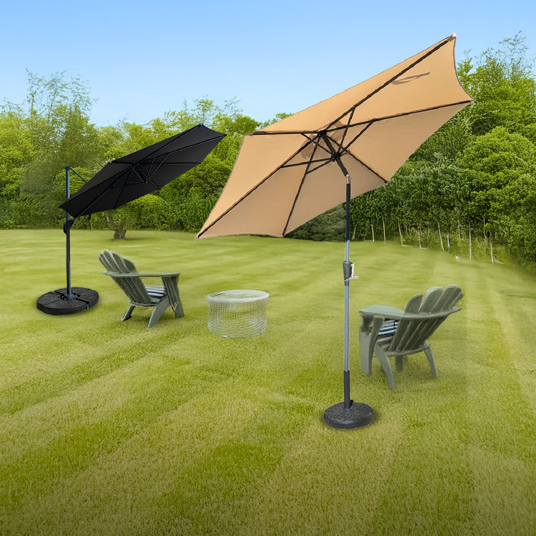 Set Quitasol Terraza 2,7 x 2,7 m Beige con Base de Cemento Canberra 1 un
