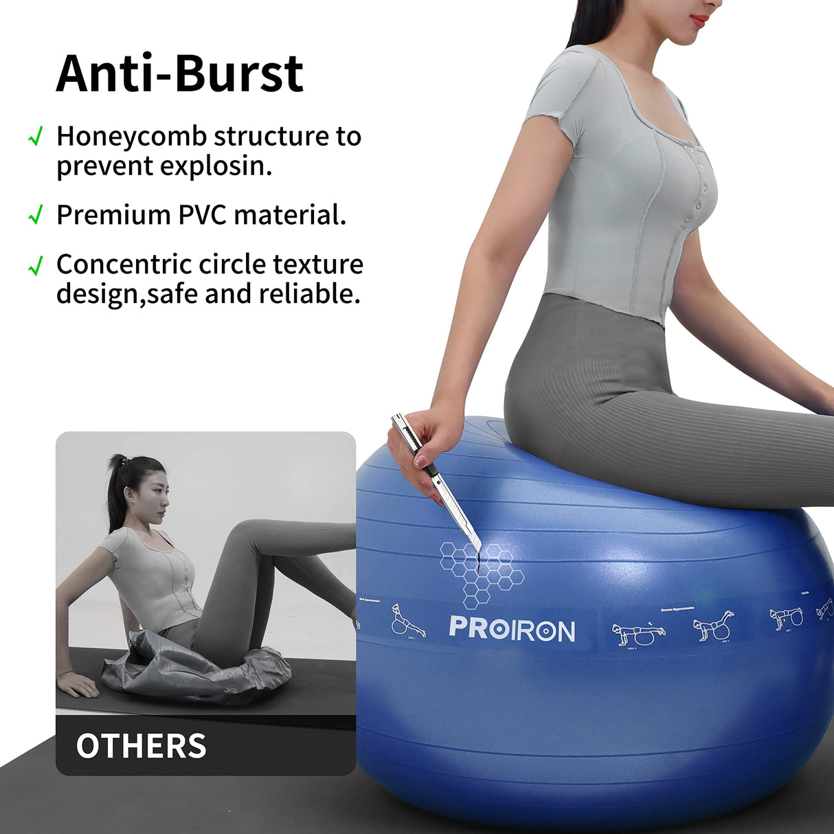 Balón Yoga 65 cm Light Blue Proiron 1 un