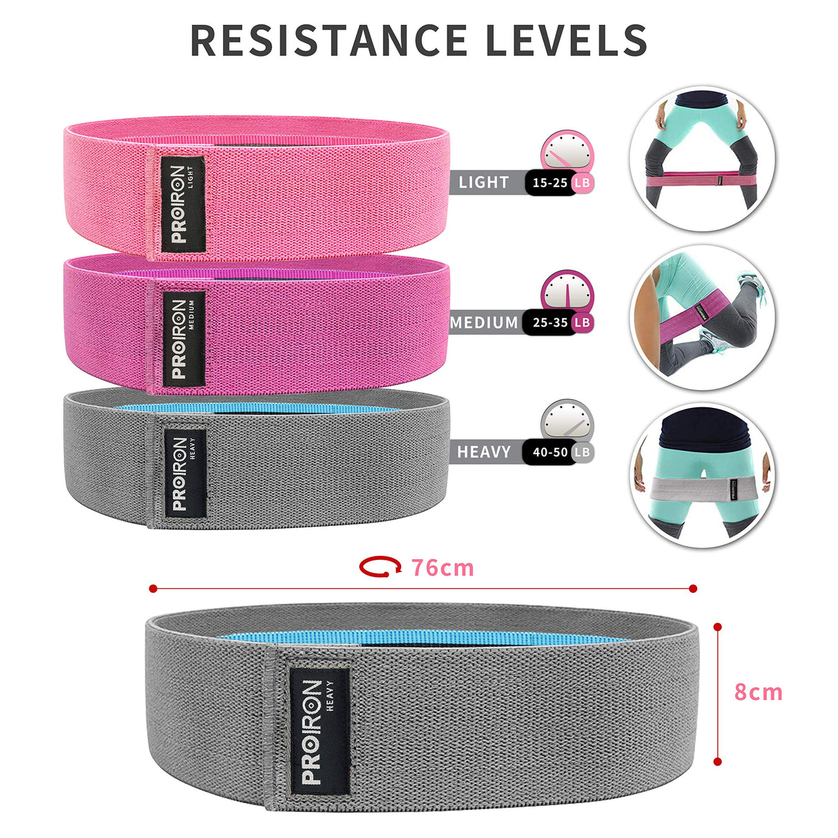 Set 3 Bandas Elásticas de Resistencia Proiron 1 un