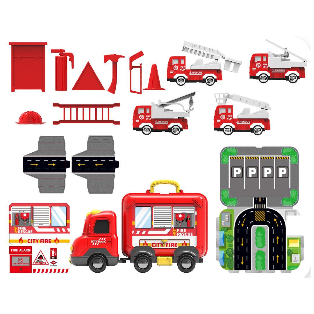 Juego de Bomberos 2 in 1 Portátíl 17 Piezas 1 un