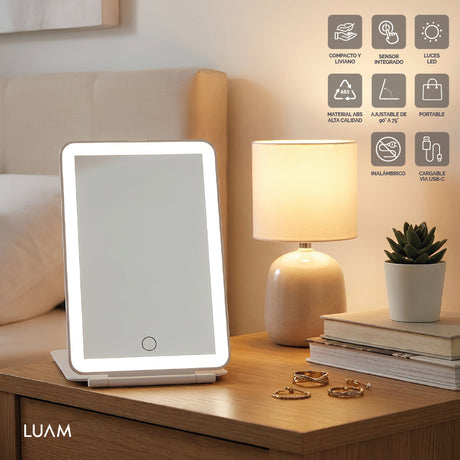 Espejo Maquillaje Portátil Led Touch Luam 1 un