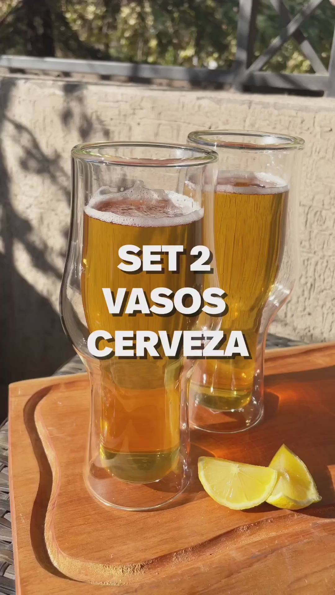 Set 2 Vasos Cerveza Double Wall Glass 400 ml Home Logics 1 un