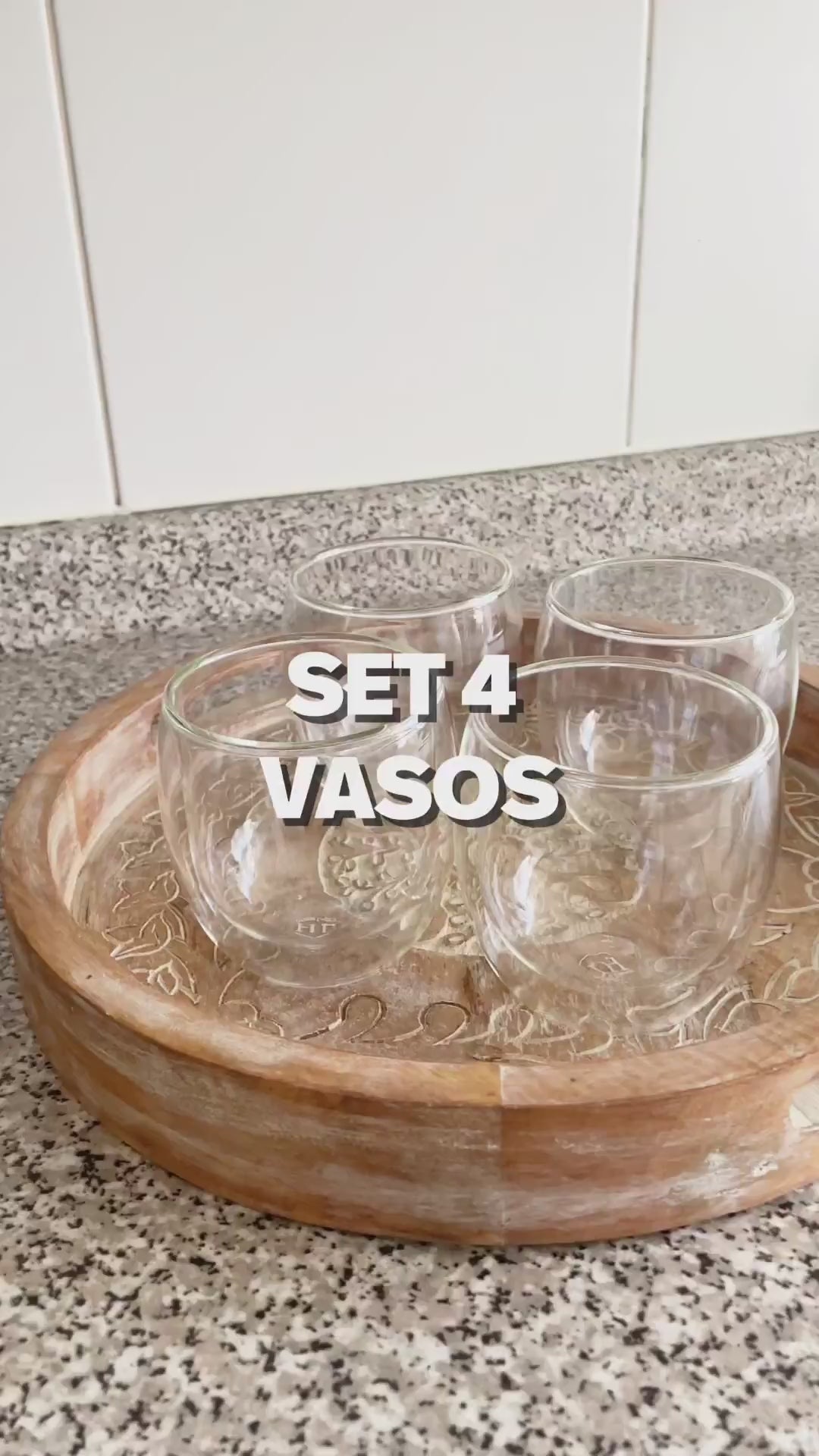Set 4 Vasos Double Wall Glass 300 ml Home Logics 1 un
